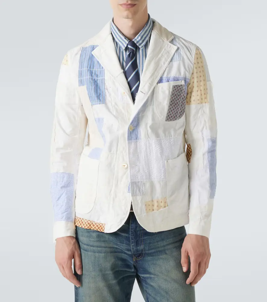 Junya Watanabe Patchwork cotton and linen-blend blazer | Thumbnail 6 Junya Watanabe Patchwork cotton and linen-blend blazer | Thumbnail 6