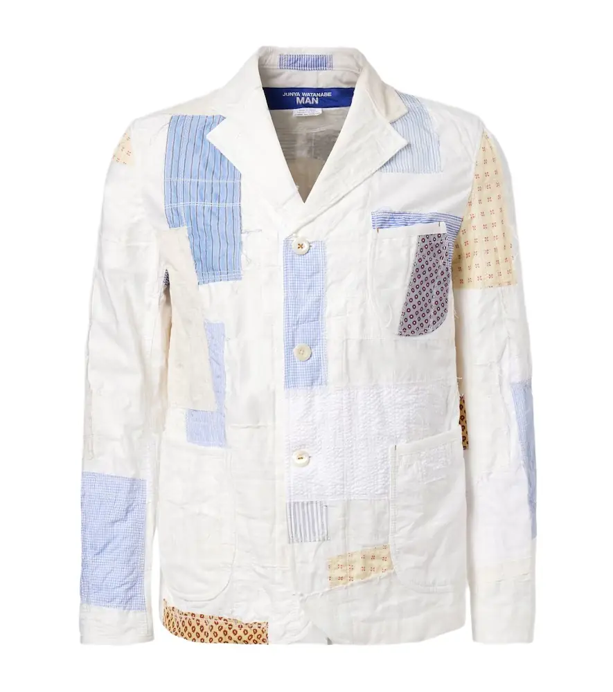 Junya Watanabe Patchwork cotton and linen-blend blazer
