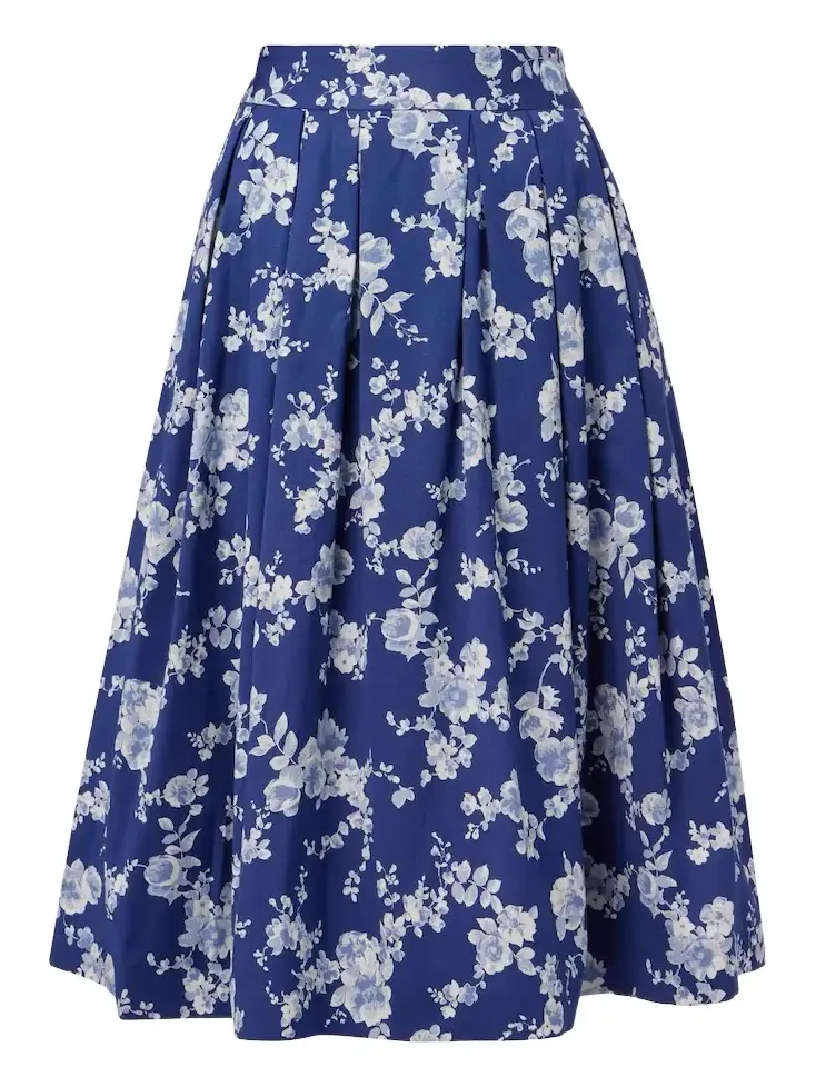 Floral faille midi skirt