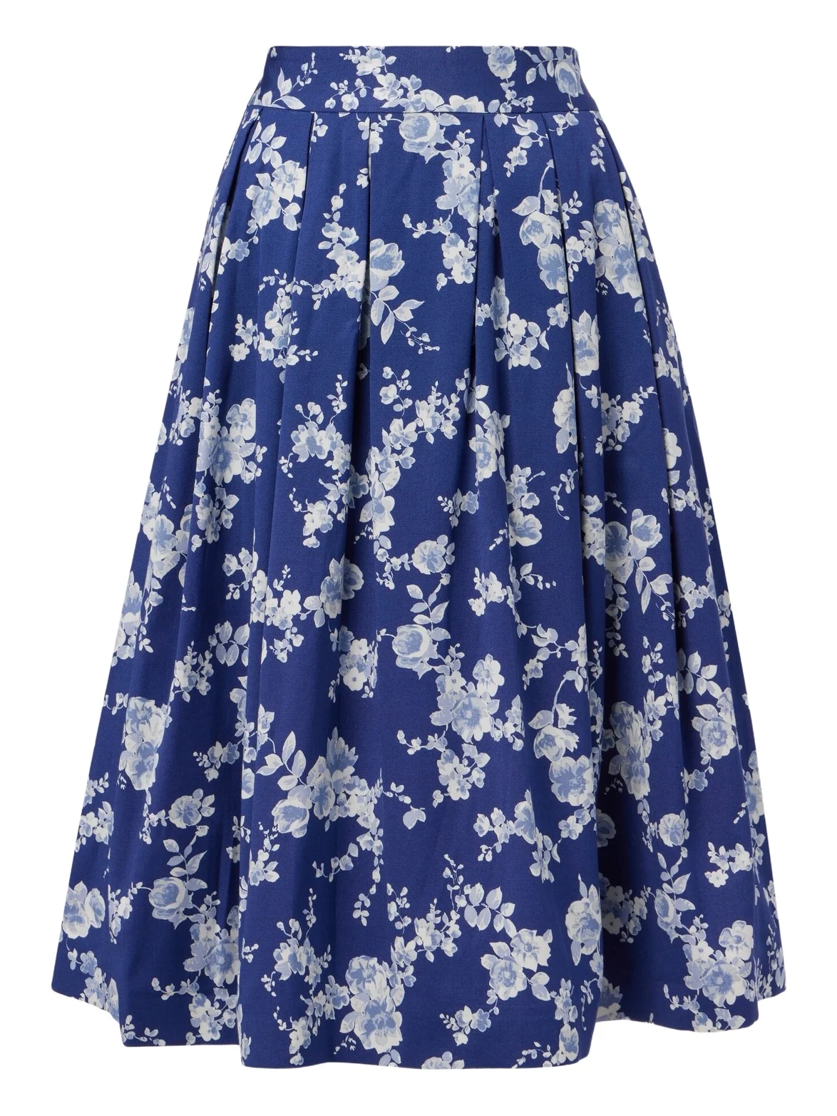 Floral faille midi skirt