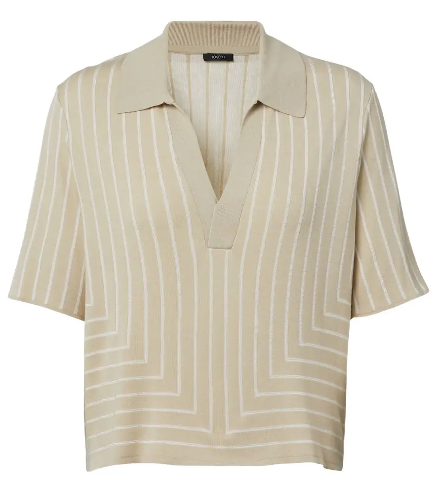 Joseph Striped cotton and silk polo shirt
