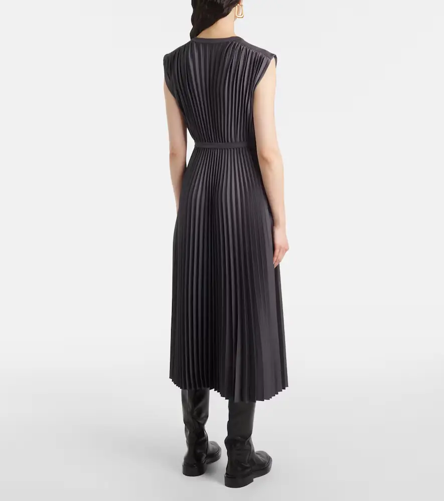 Joseph Volta belted plissé satin midi dress | Thumbnail 2