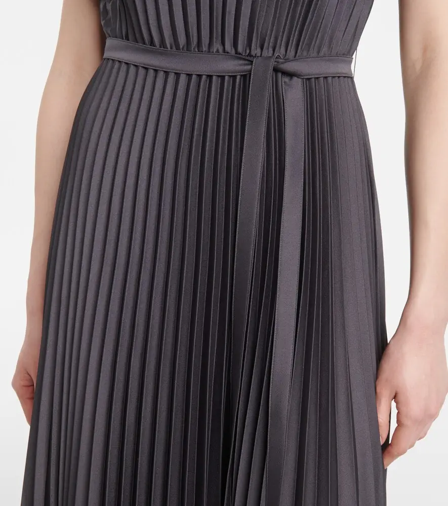 Joseph Volta belted plissé satin midi dress | Thumbnail 4