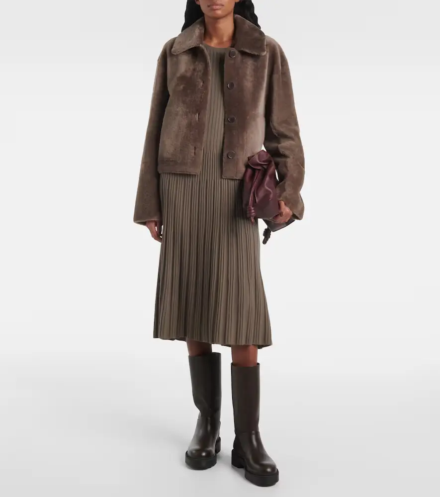 Joseph Ribbed-knit pleated wool midi dress | Thumbnail 7