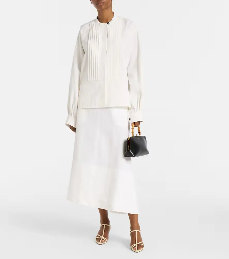 Jil Sander Asymmetric linen midi skirt | Thumbnail 2