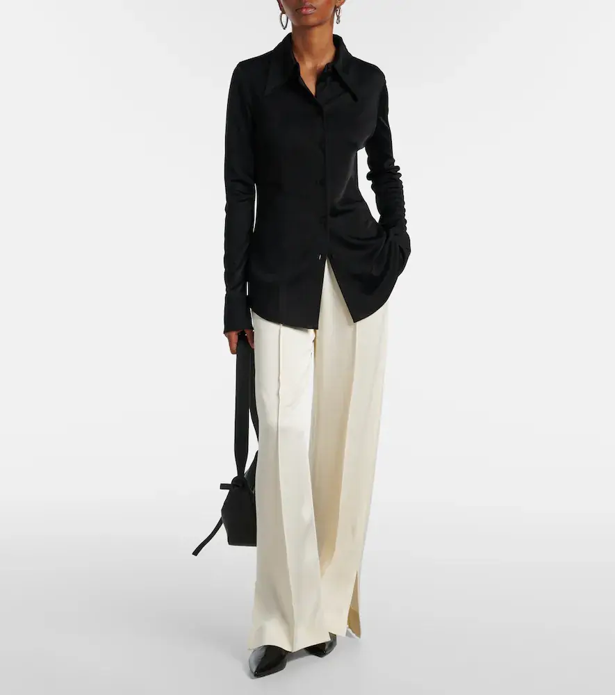 Jil Sander Gathered satin wide-leg pants | Thumbnail 6 Jil Sander Gathered satin wide-leg pants | Thumbnail 6