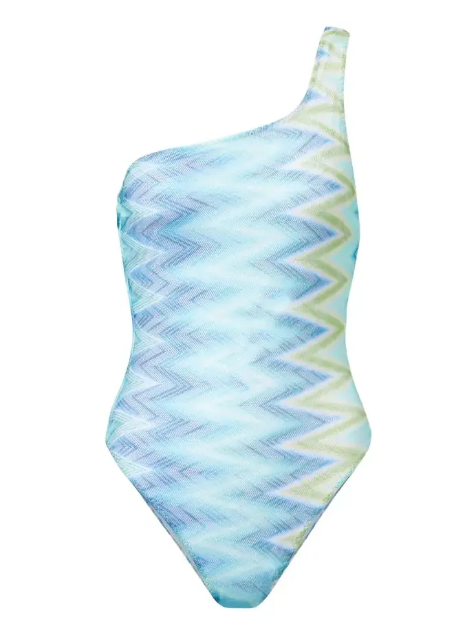 Zigzag one-shoulder swimsuit