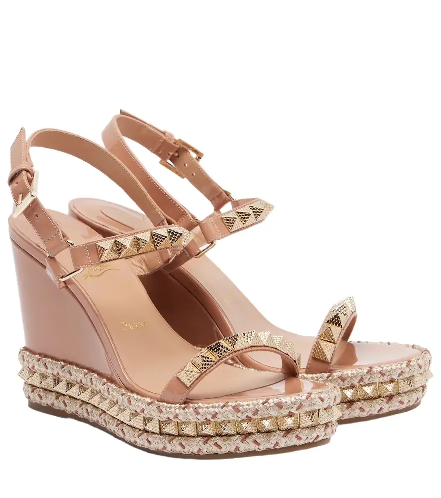 Christian Louboutin Pyra Clou 110 leather espadrille wedges | Image 1 Christian Louboutin Pyra Clou 110 leather espadrille wedges | Image 1