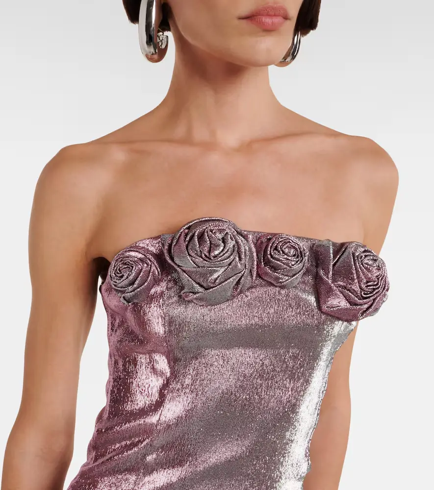 AREA Floral-appliqué lamé midi dress | Thumbnail 5 AREA Floral-appliqué lamé midi dress | Thumbnail 5