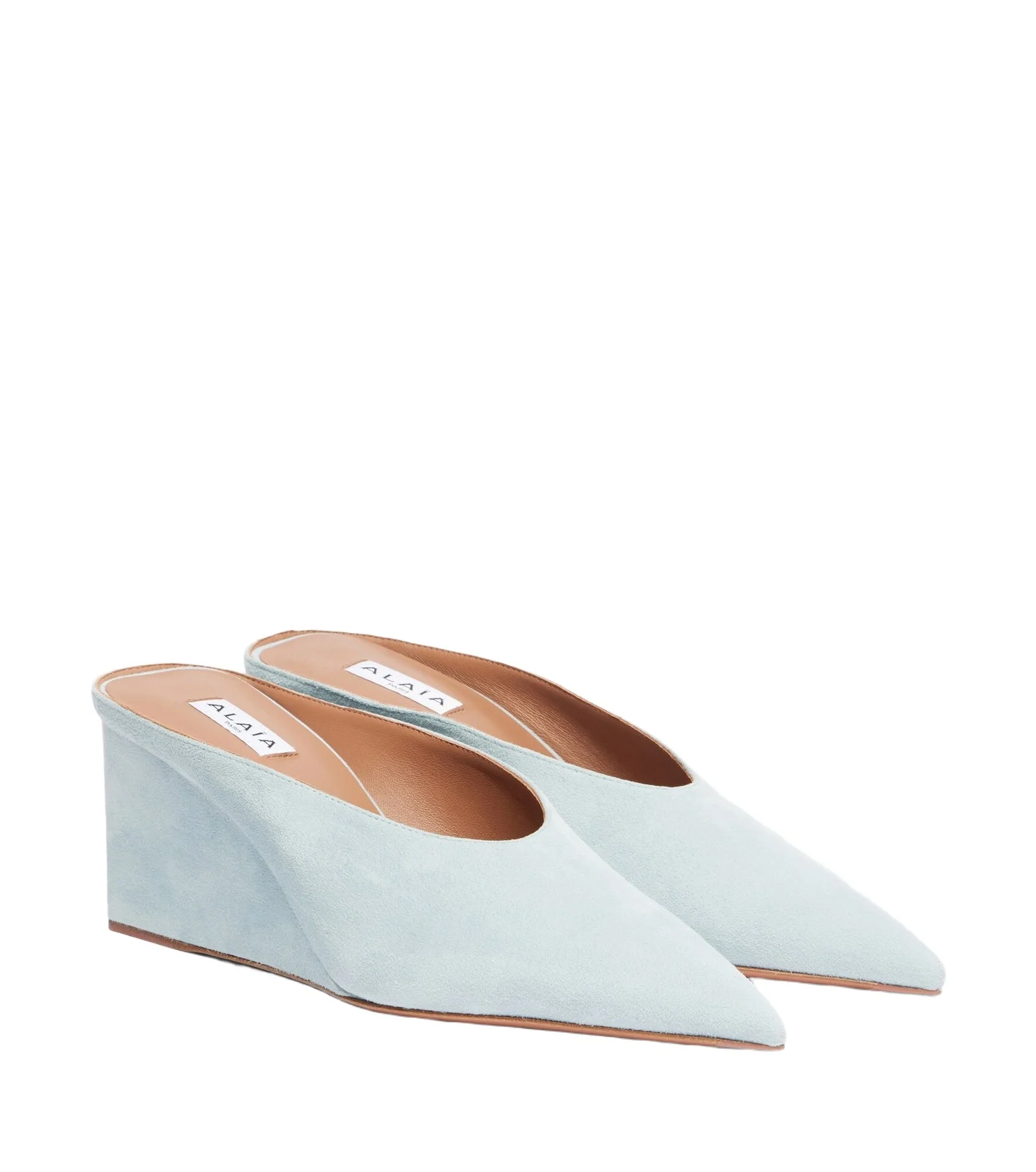 ALAÏA Cube 75 suede wedge mules