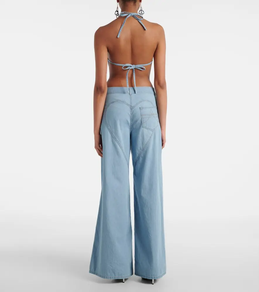 AREA Embellished floral-appliqué wide-leg jeans | Thumbnail 3 AREA Embellished floral-appliqué wide-leg jeans | Thumbnail 3
