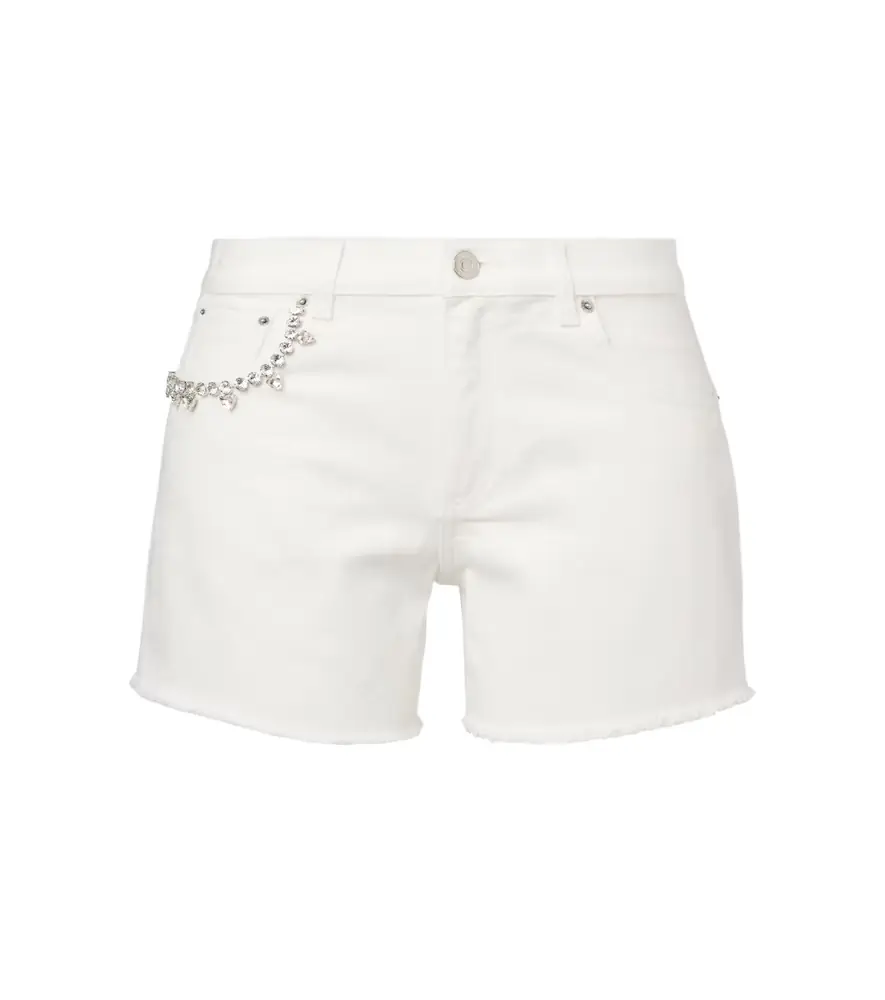 AREA Crystal-embellished denim shorts