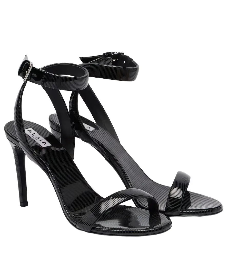 Alaïa Alaïa Chain trompe l'ail patent leather sandals | Image 1 Alaïa Alaïa Chain trompe l'ail patent leather sandals | Image 1