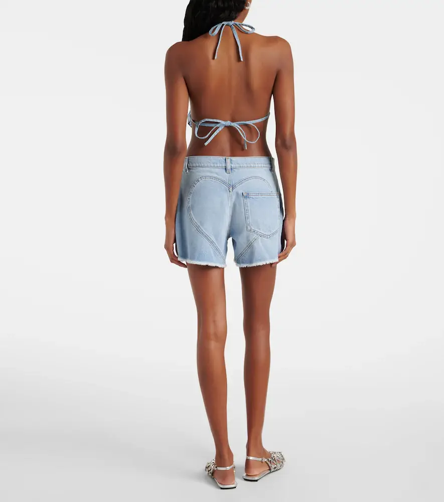 AREA Embellished denim shorts | Thumbnail 4