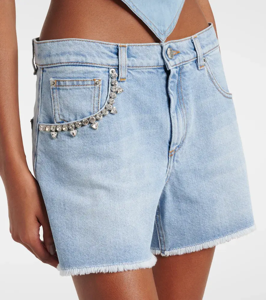 AREA Embellished denim shorts | Thumbnail 5