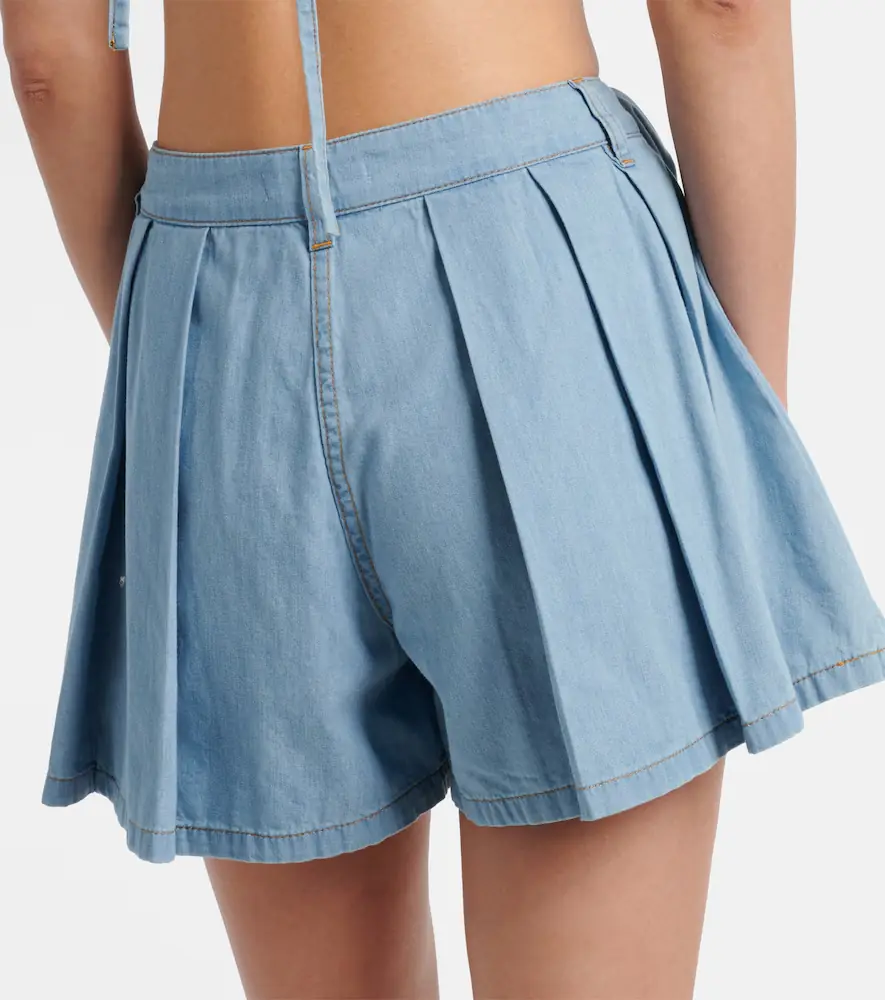 AREA Floral-appliqué denim shorts | Thumbnail 2