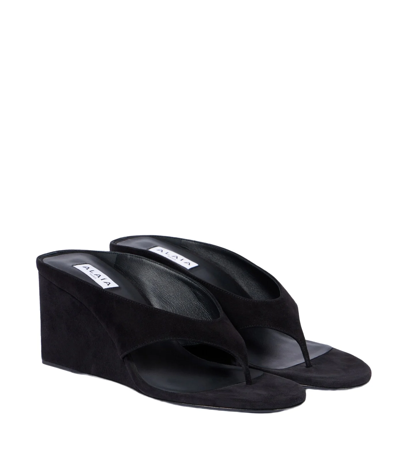 ALAÏA Cube 75 suede wedge thong sandals ALAÏA Cube 75 suede wedge thong sandals