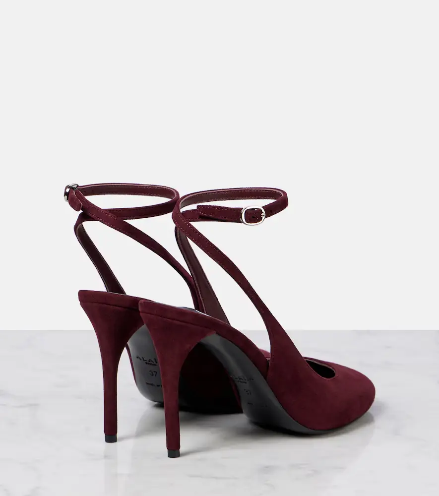 ALAÏA Decolette 90 suede slingback pumps | Thumbnail 3