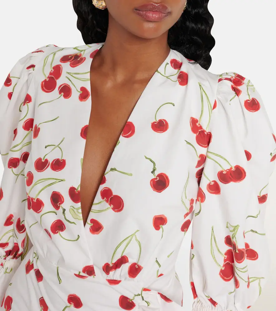 ADRIANA DEGREAS Puff-sleeve cotton-blend minidress | Thumbnail 2