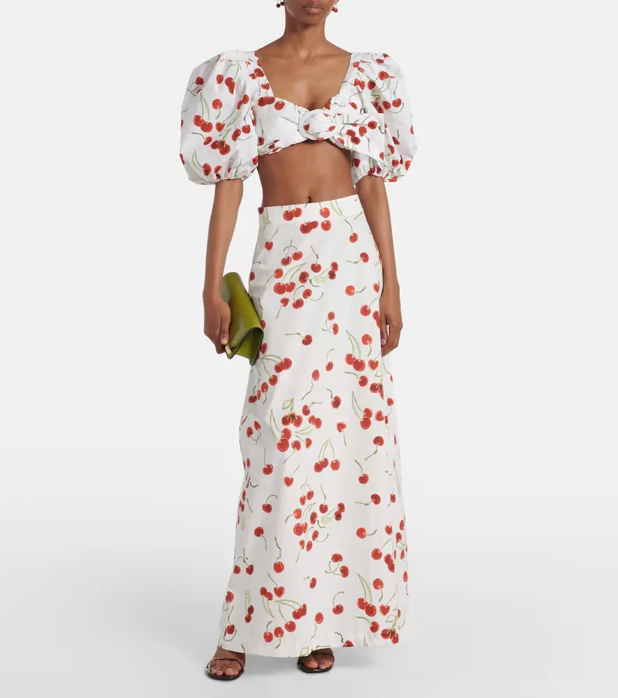 ADRIANA DEGREAS Printed cotton high-rise maxi skirt | Thumbnail 3