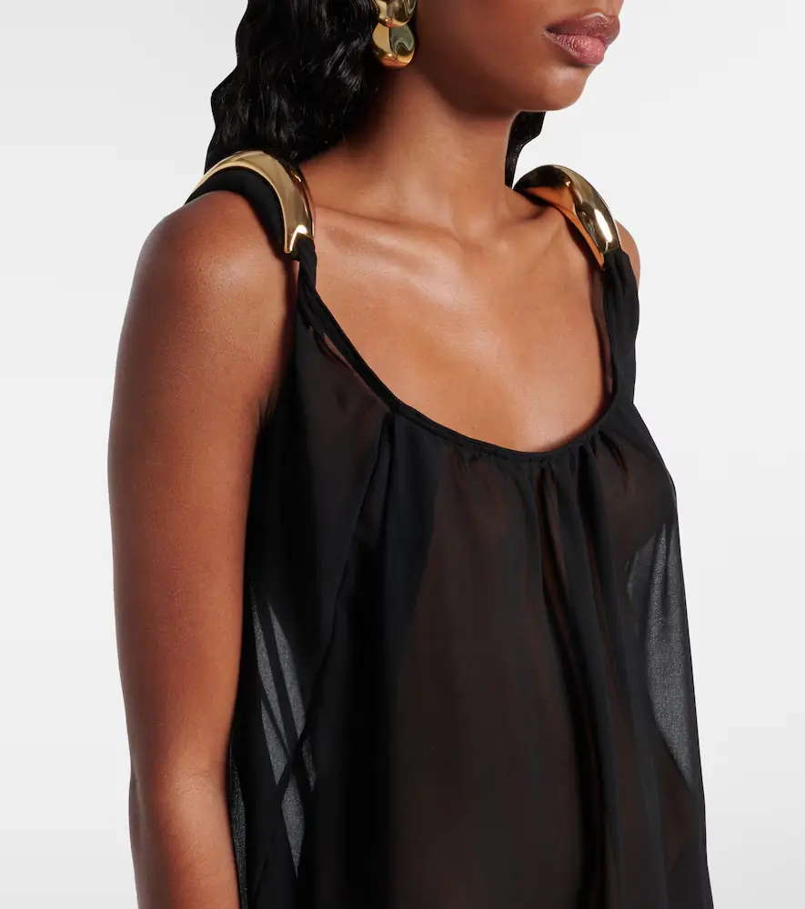ADRIANA DEGREAS Holiday embellished chiffon maxi dress | Thumbnail 5