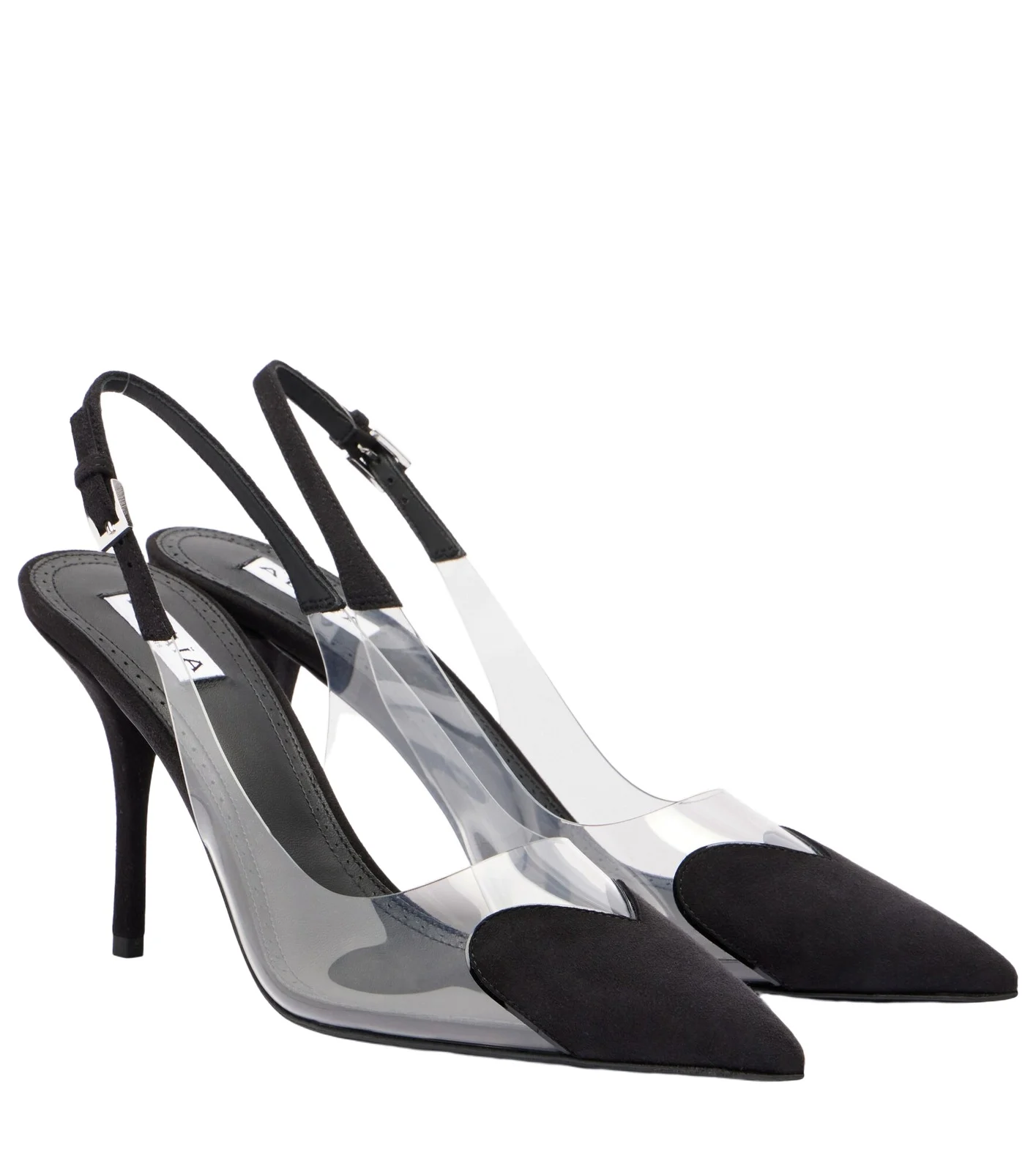 ALAÏA Coeur 90 suede and PVC slingback pumps ALAÏA Coeur 90 suede and PVC slingback pumps