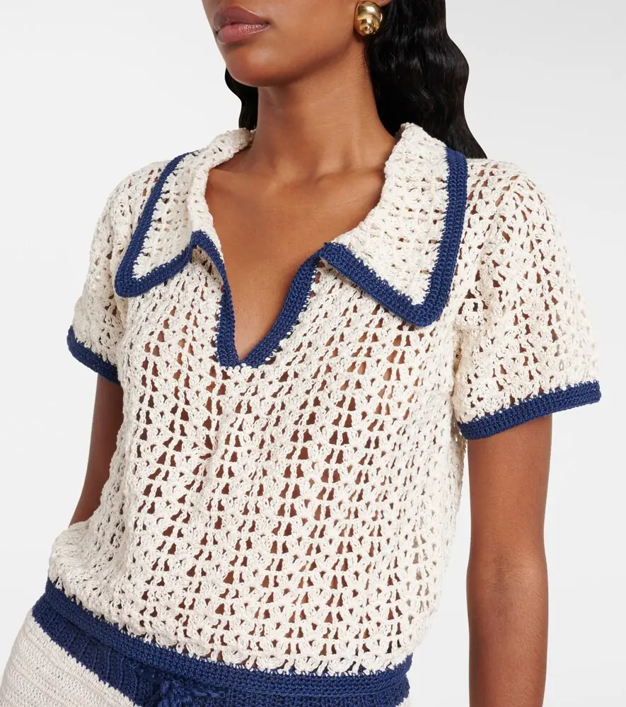 Anna Kosturova Coastal crochet cotton polo shirt | Thumbnail 2