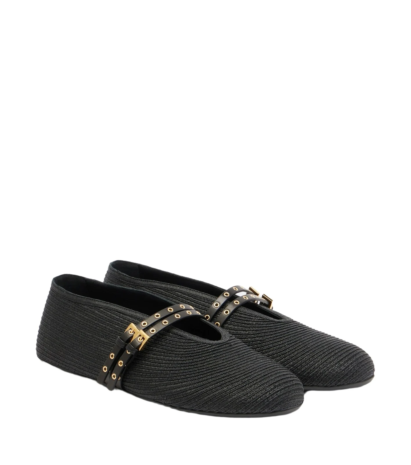 Leather-trimmed ballet flats