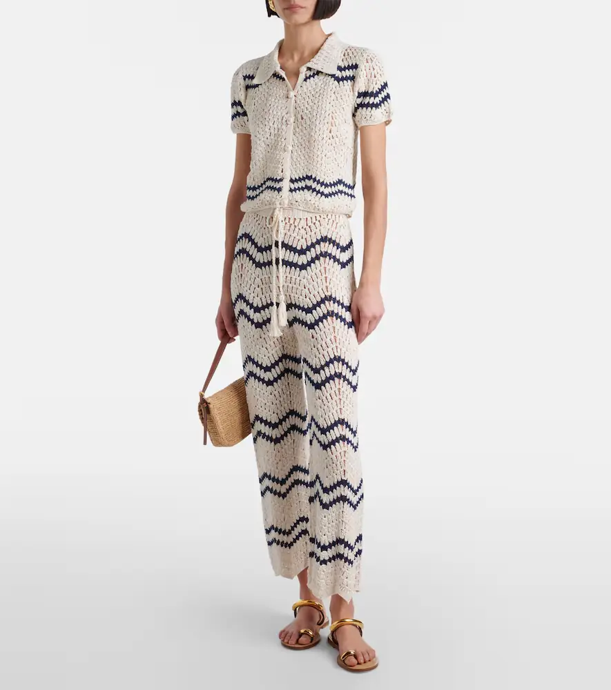 Anna Kosturova Nautical chevron crochet cotton shirt | Thumbnail 3