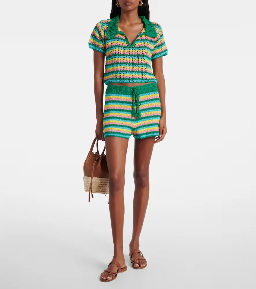 Anna Kosturova Striped crochet cotton polo shirt | Thumbnail 2
