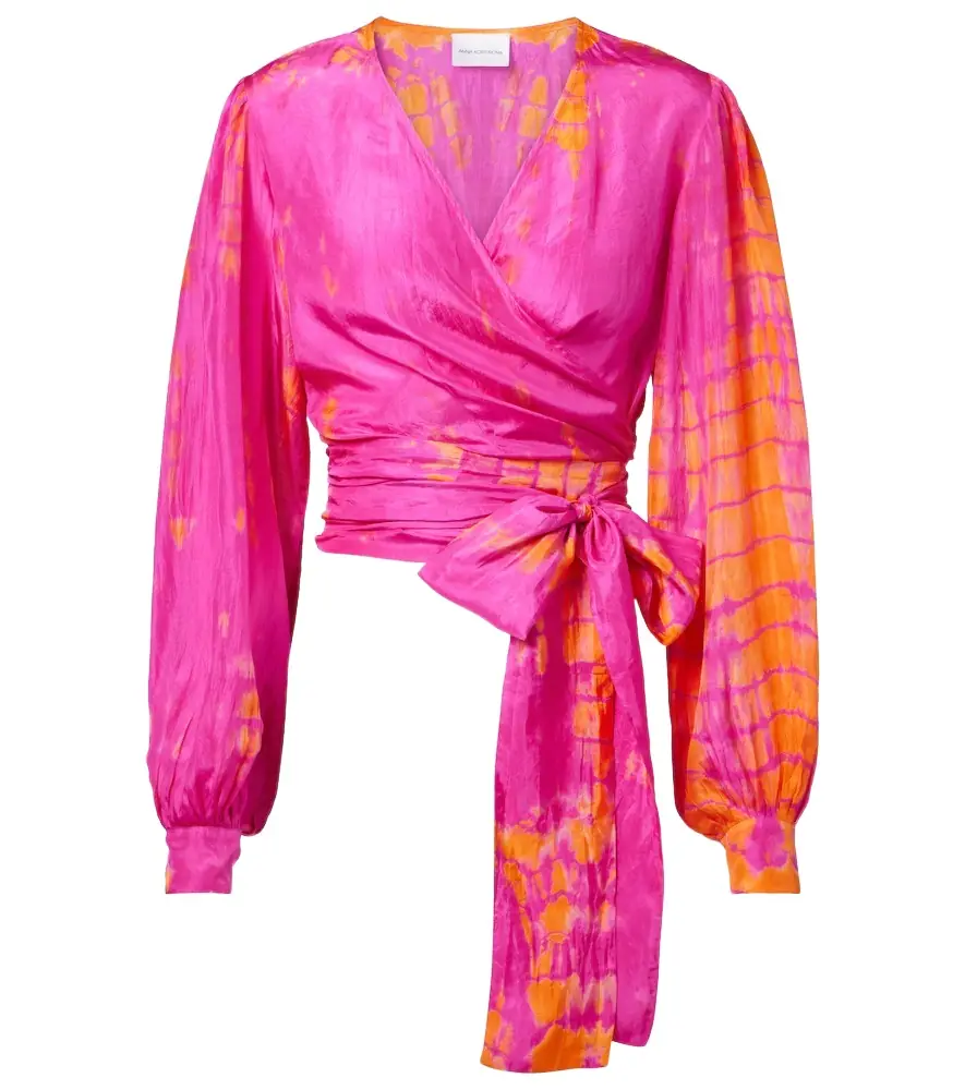 Anna Kosturova Tie-dye silk wrap top | Image 1 Anna Kosturova Tie-dye silk wrap top | Image 1