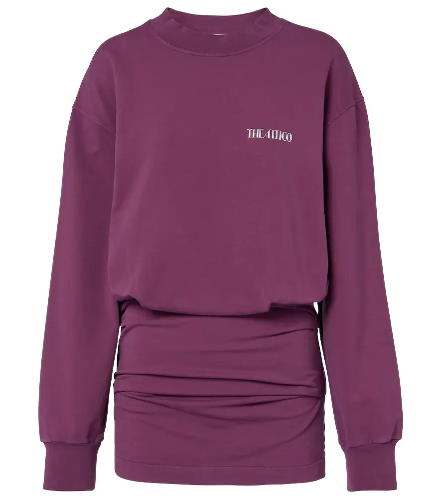 The Attico Ruched cotton-blend fleece minidress | Image 1 The Attico Ruched cotton-blend fleece minidress | Image 1