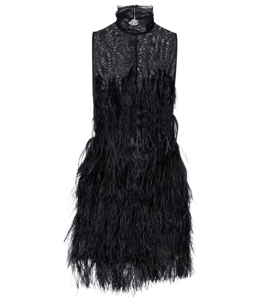The Attico Feather-trimmed embroidered minidress | Image 1 The Attico Feather-trimmed embroidered minidress | Image 1