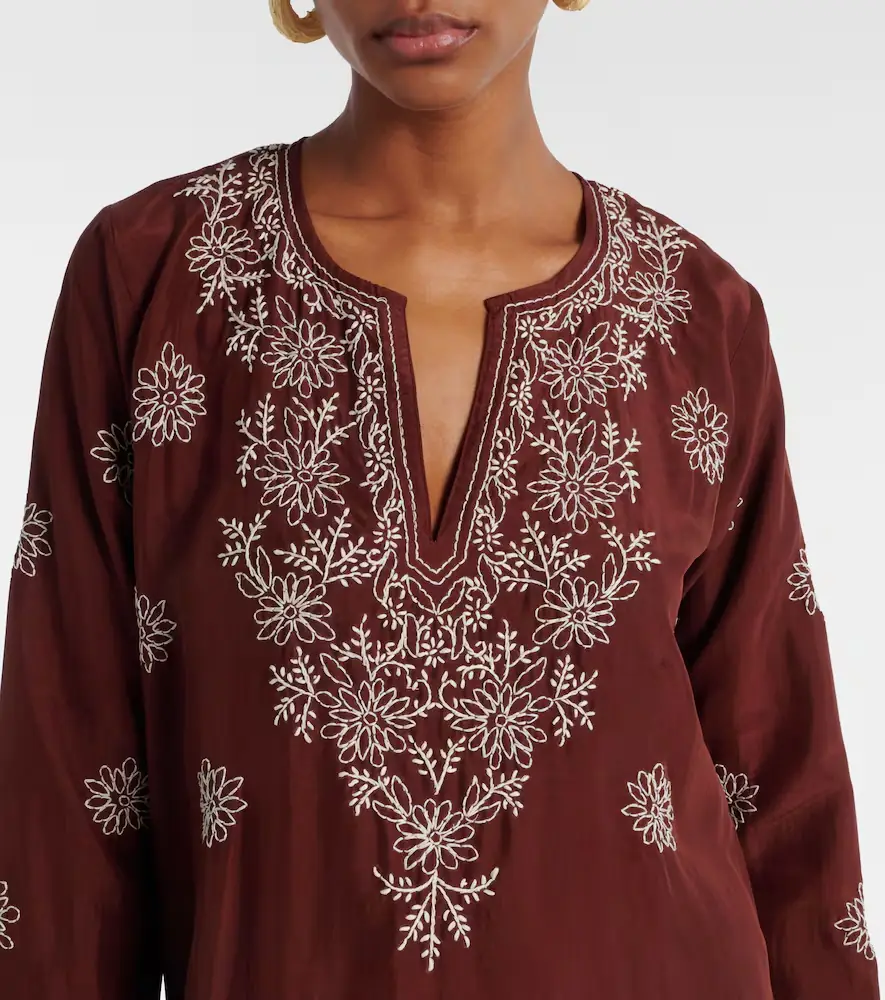 JULIET DUNN Floral embroidered silk tunic | Thumbnail 5