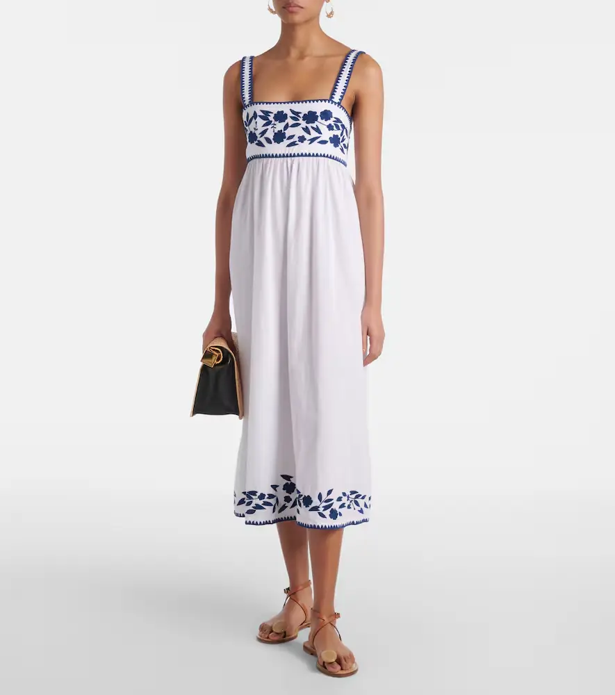 JULIET DUNN Embroidered cotton and linen midi dress | Thumbnail 2 JULIET DUNN Embroidered cotton and linen midi dress | Thumbnail 2