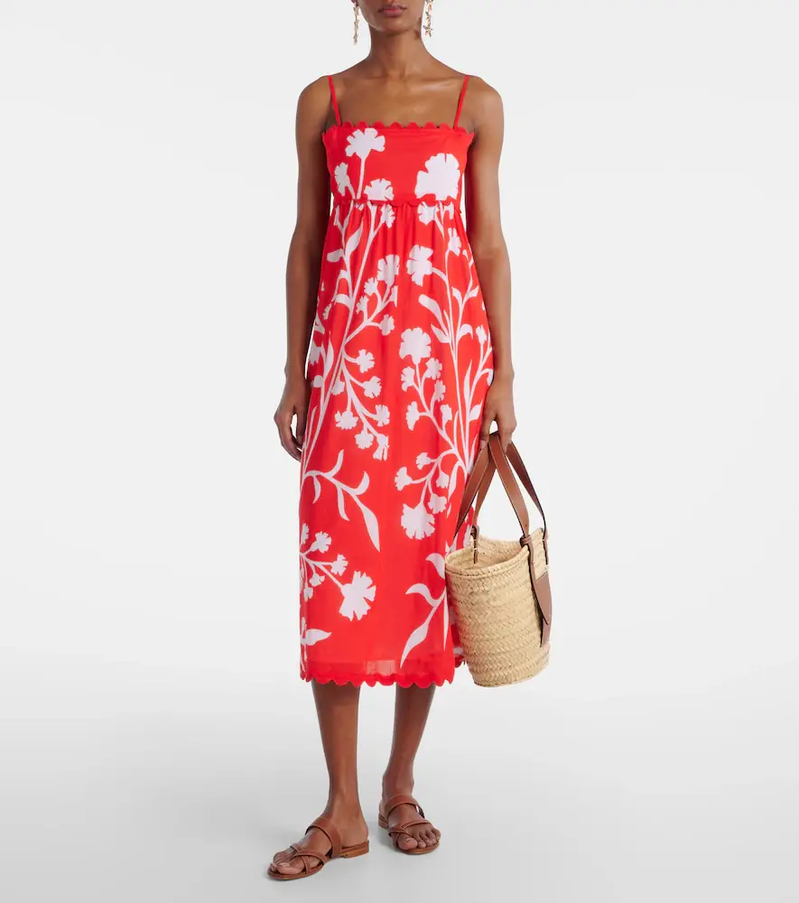 JULIET DUNN Printed scalloped cotton midi dress | Thumbnail 2