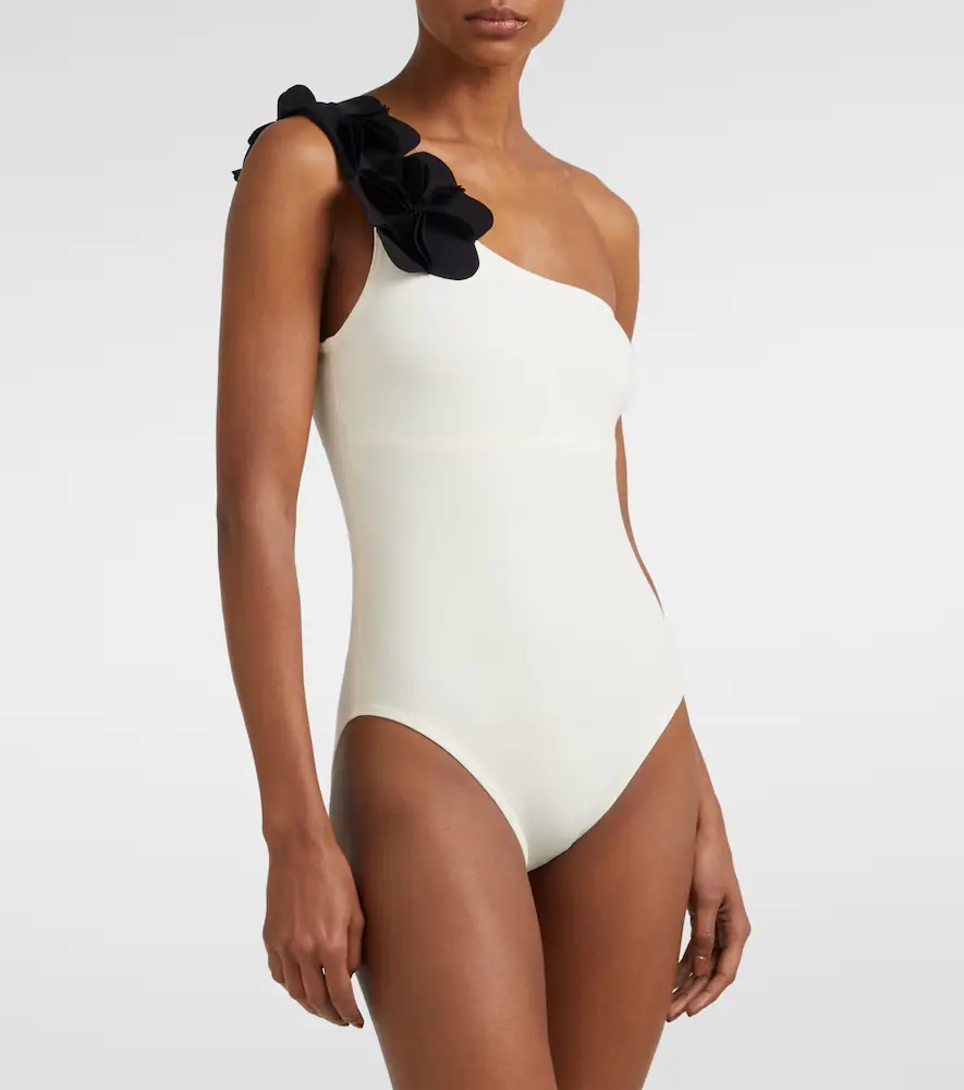 Karla Colletto Tess floral-appliqué one-shoulder swimsuit | Thumbnail 2