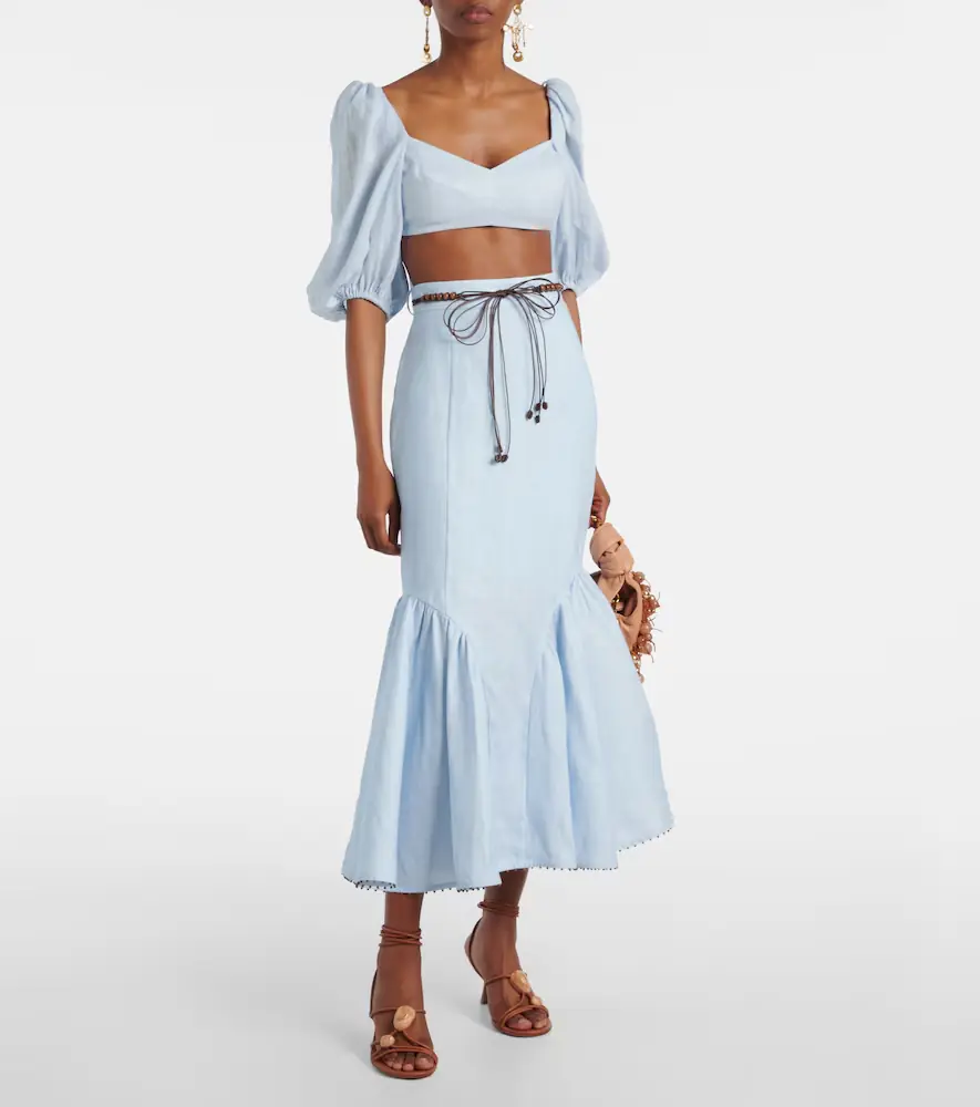 Zimmermann Rhiannon linen midi skirt | Thumbnail 2 Zimmermann Rhiannon linen midi skirt | Thumbnail 2