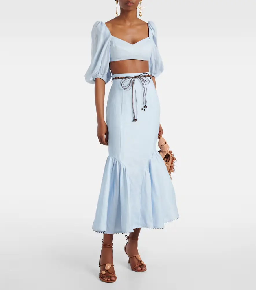 Zimmermann Rhiannon puff-sleeve linen crop top | Thumbnail 4 Zimmermann Rhiannon puff-sleeve linen crop top | Thumbnail 4