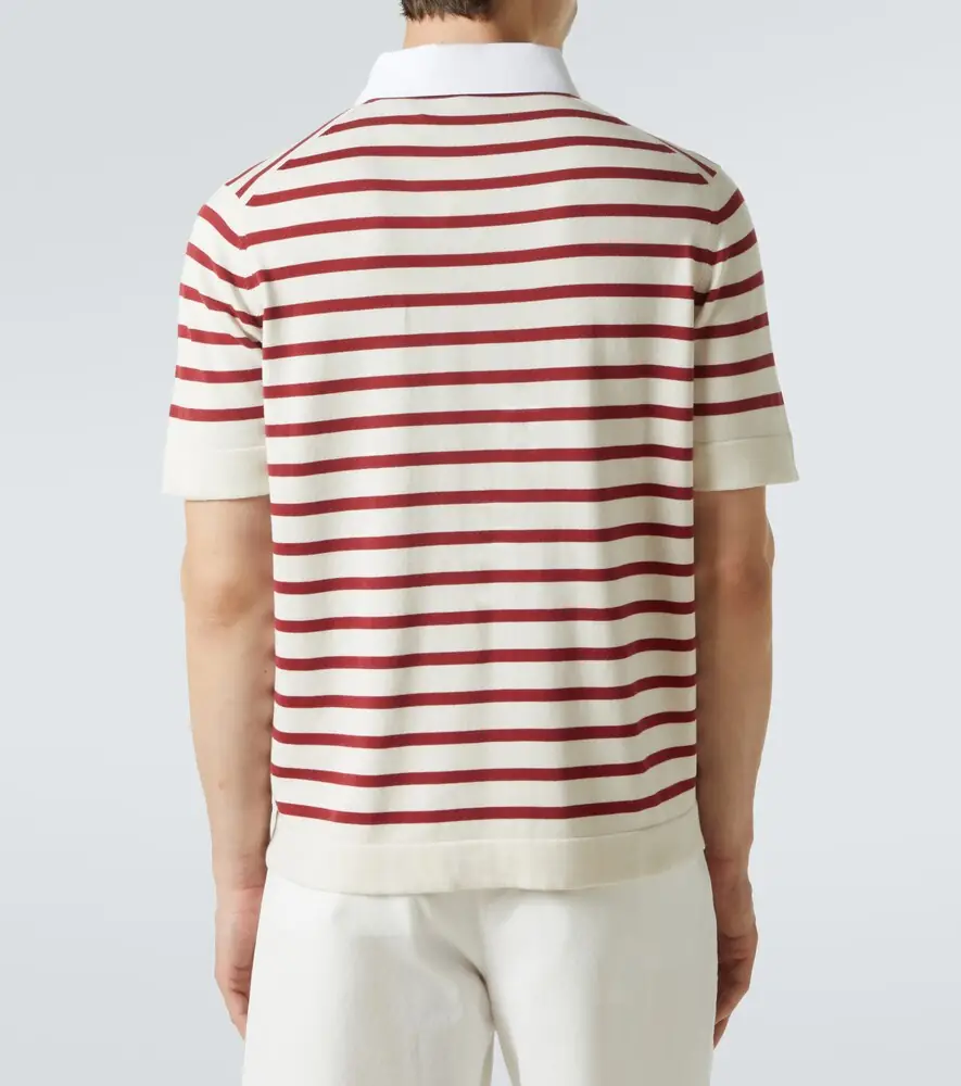 Brunello Cucinelli Striped cotton polo shirt | Thumbnail 3