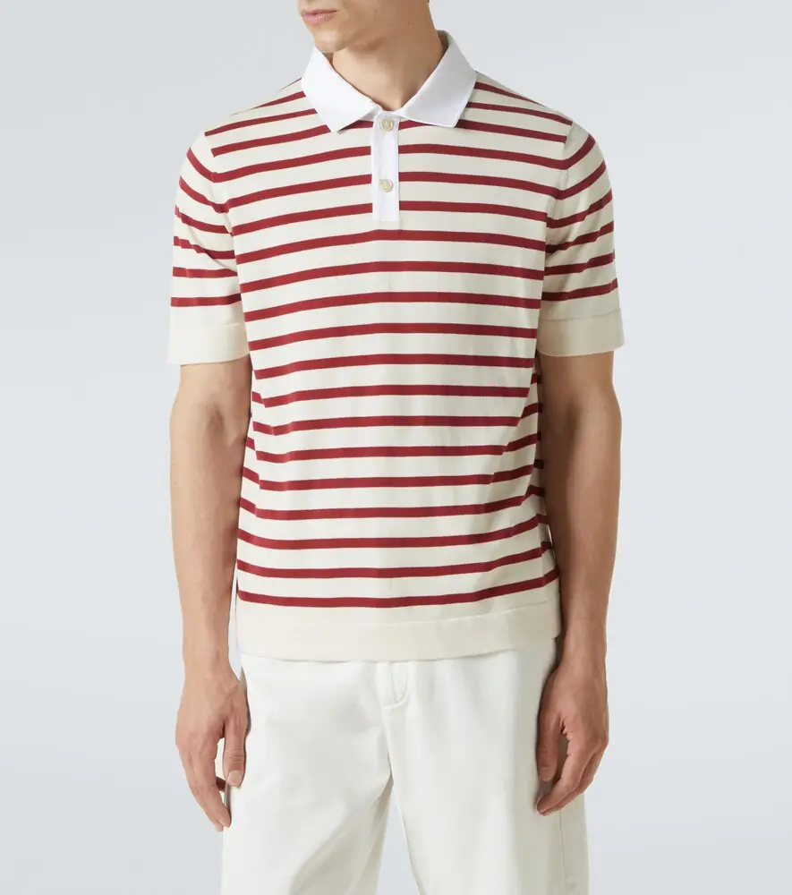 Brunello Cucinelli Striped cotton polo shirt | Thumbnail 4