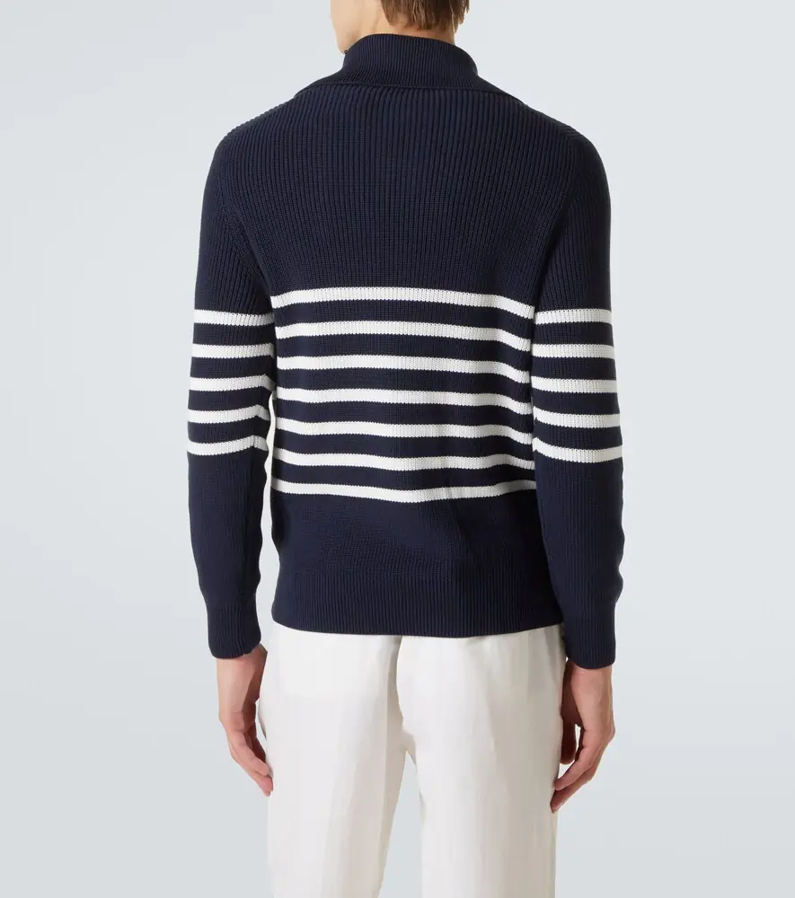 Brunello Cucinelli Striped cotton half-zip sweater | Thumbnail 3 Brunello Cucinelli Striped cotton half-zip sweater | Thumbnail 3