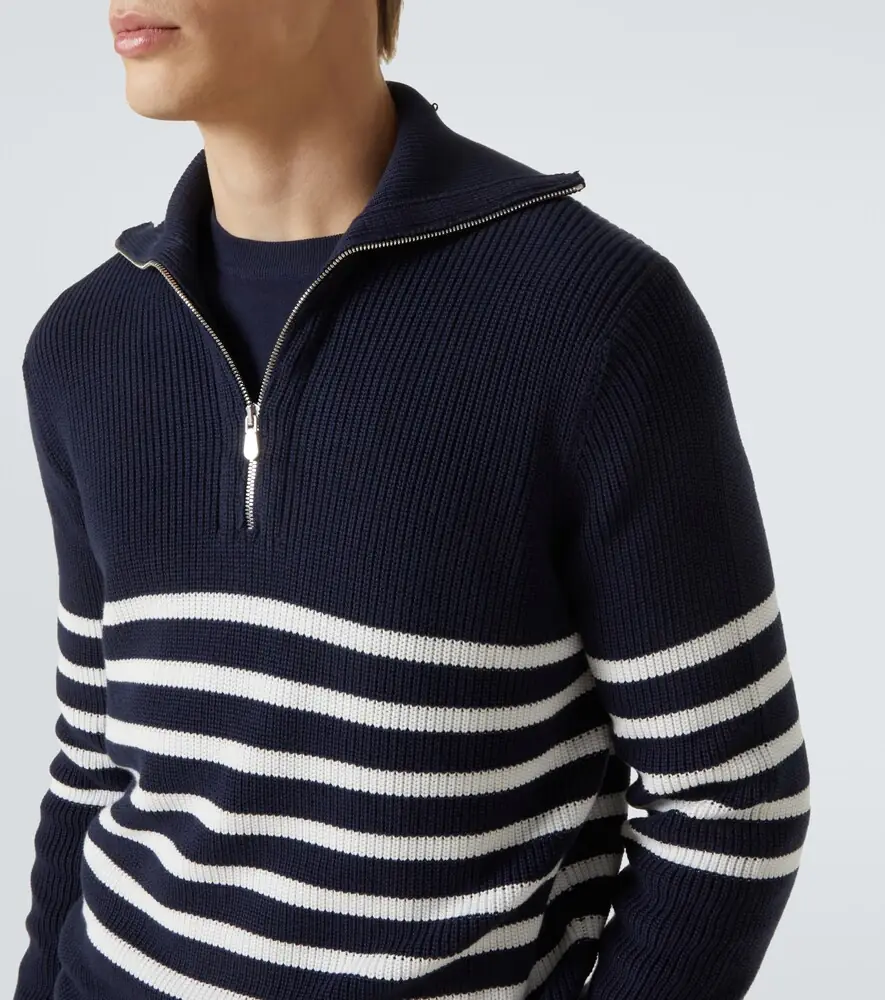 Brunello Cucinelli Striped cotton half-zip sweater | Thumbnail 4 Brunello Cucinelli Striped cotton half-zip sweater | Thumbnail 4