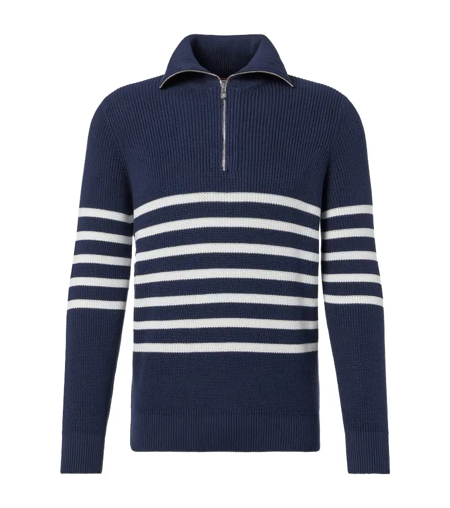 Striped cotton half-zip sweater Striped cotton half-zip sweater