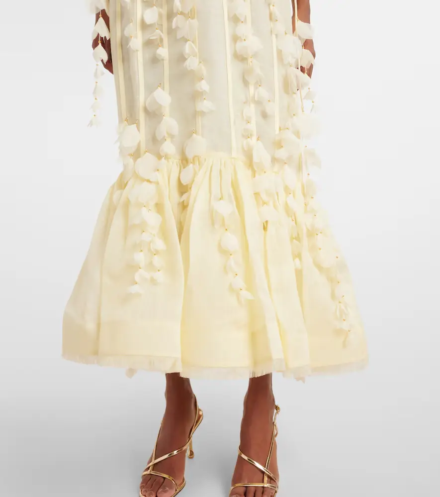 Zimmermann Dawning linen and silk midi dress | Thumbnail 3 Zimmermann Dawning linen and silk midi dress | Thumbnail 3
