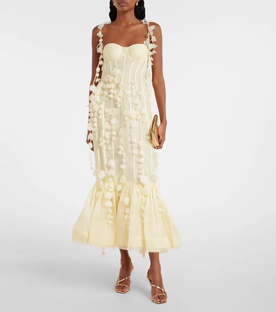 Zimmermann Dawning linen and silk midi dress | Thumbnail 4 Zimmermann Dawning linen and silk midi dress | Thumbnail 4