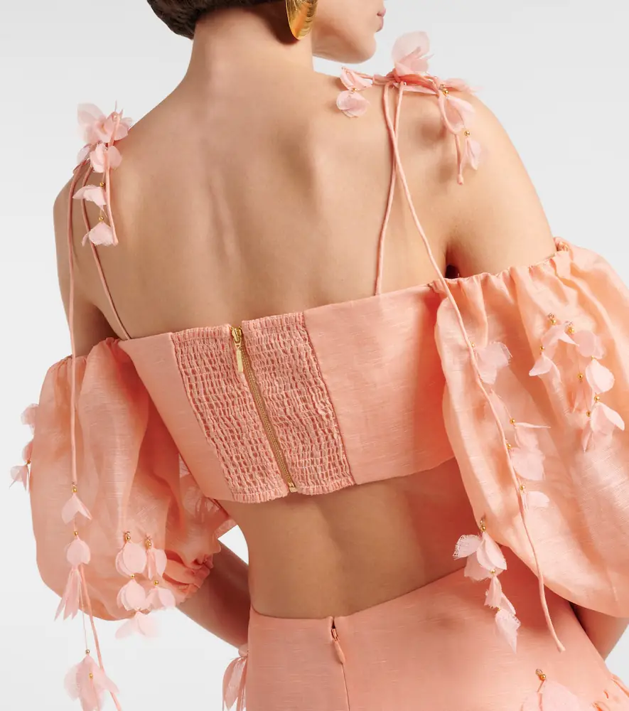Zimmermann Dawning linen and silk crop top | Thumbnail 2 Zimmermann Dawning linen and silk crop top | Thumbnail 2
