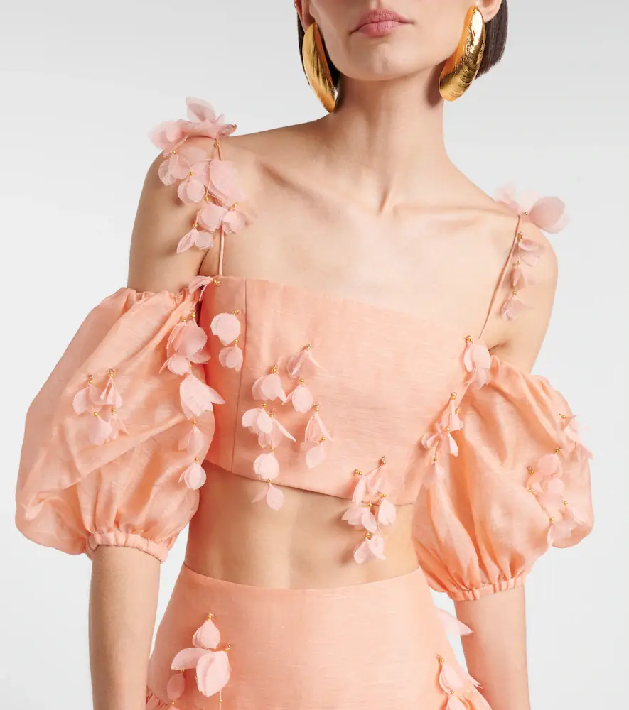 Zimmermann Dawning linen and silk crop top | Thumbnail 4 Zimmermann Dawning linen and silk crop top | Thumbnail 4