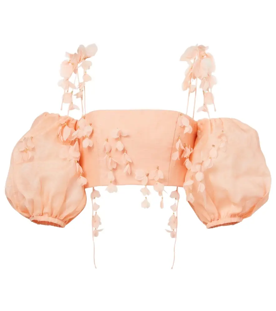 Zimmermann Dawning linen and silk crop top