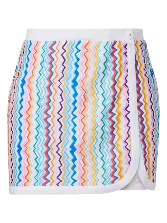 Zigzag printed terry jersey miniskirt